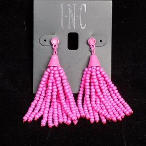 Inc International Concepts Earrings Pink Beaded Tassel Post Drop Long Statement